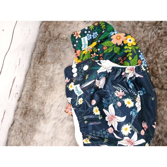 Leekalos Hawaiian Floral Print Reusable Cloth Diaper Covers Set Of 2 With Adjust - Picture 6 of 8